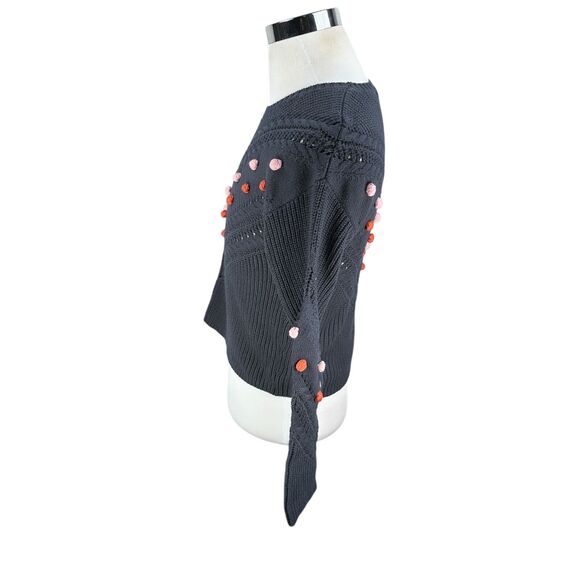 Marine Layer Rowen Pom Pom Sweater Women’s Medium Short Sleeve Pullover Blue - Picture 4 of 10